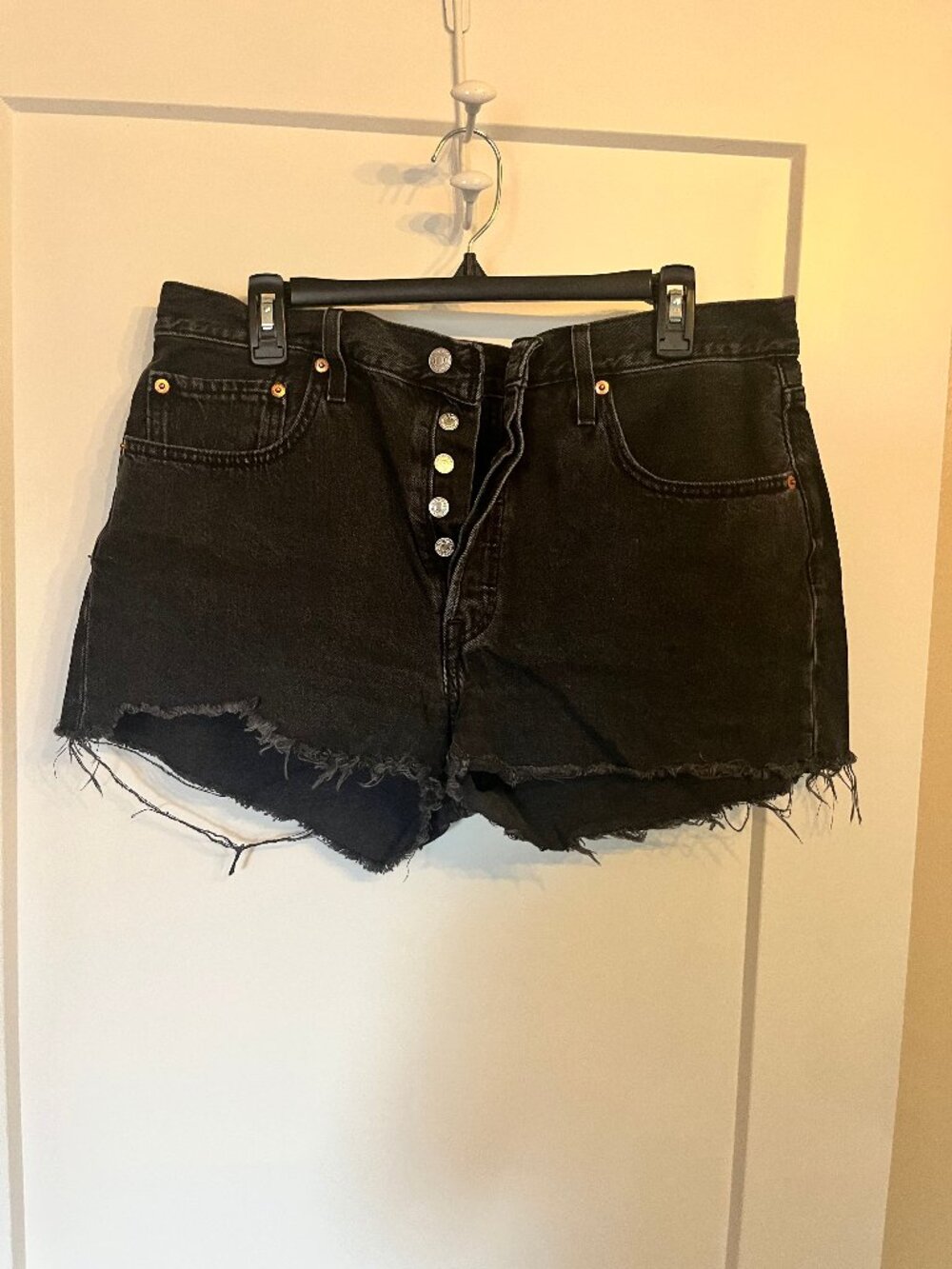 Levi's 501 Button Fly Denim Cutoff Shorts W32 Black